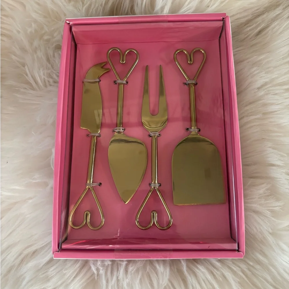 Heart Handle Gold Cheese Knife Set